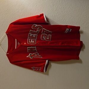MLB California Angels #27 Trout Jersey - Red - Sz 52